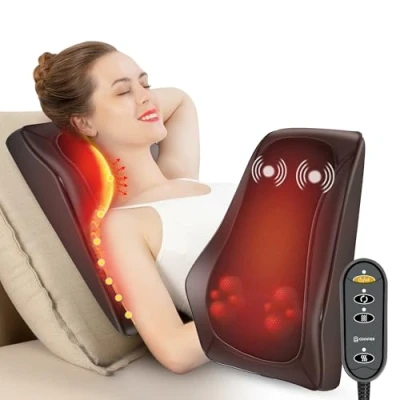 Abbildung von COMFIER Massagegerät, Nackenmassagegerät mit Wärme, Shiatsu Rückenmassagegerät 4D Knetköpfen, Massagekissen für Schulter, Rücken, Beine, Geschenke Männer Frauen