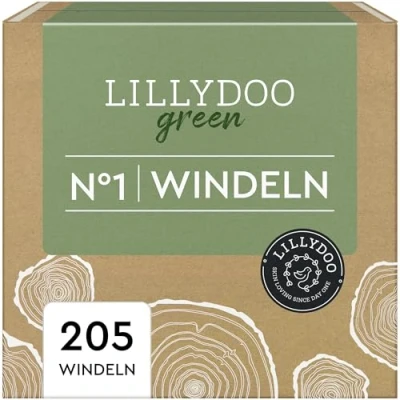 Abbildung von LILLYDOO green umweltschonende Windeln, Größe 1 (2 5 kg), Monatsbox (205 Windeln) (FSC Mix)