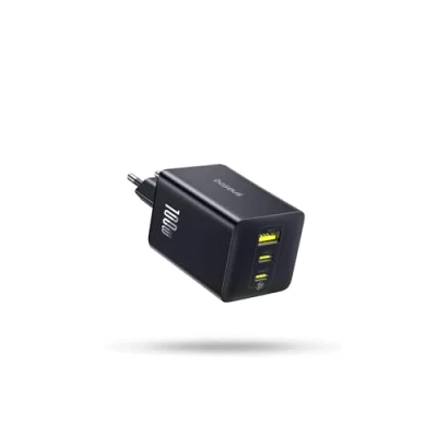 Abbildung von Baseus Enerfill USB C Ladegerät 100W, 3 Ports Netzteil, PD mit PPS, GaN Schnellladegerät kompatibel MacBook Pro/Air, iPad, Laptop, iPhone 16 Pro Max, Galaxy S25, Pixel, Schwarz