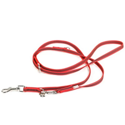 Abbildung von IDC Color &amp; Gray verstellbare Leine mit Doppelkarabiner, 14 mm x 2,2 m, Rot Grau