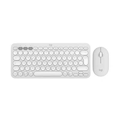 Abbildung von Logitech Pebble 2 Combo, kabellose Tastatur und Maus, leise mobil, anpassbar, Logi Bolt, Bluetooth, Easy Switch für Windows, macOS, iPadOS, Chrome, Deutsches QWERTZ Layout, Weiß