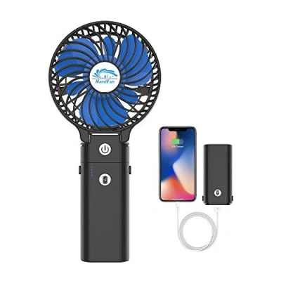 Abbildung von HandFan 5200mAh Akku Ventilator Tragbarer Handventilator Kleiner Batterie mit Powerbank USB 180 Faltbarer Desktop Fan Persönlicher 3 Stufen Lüfter Büro Heim Outdoor Camping Kinderwagen