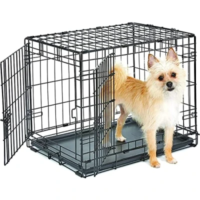 Abbildung von New World B24 Hundebox, mit Doppeltür, 61 cm, für kleine Hunderassen, auslaufsicherer Bodenwanne, Bodenschutzfüßen und patentierten Funktionen