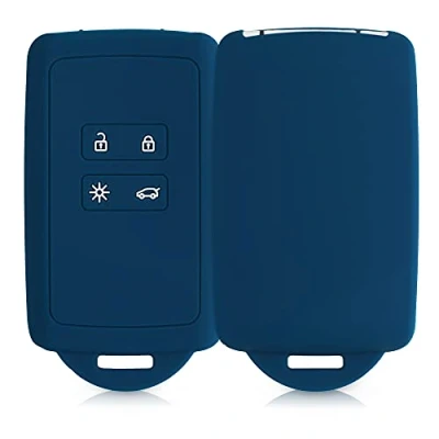Abbildung von kwmobile Autoschlüssel Hülle kompatibel mit Renault 4 Tasten Smartkey (nur Keyless Go) Silikon Schutzhülle Schlüsselhülle Cover in Dunkelblau