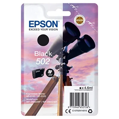 Abbildung von Epson Singlepack Black 502 Ink Tintenpatronen (Original, Pigmenttinte, Schwarz, Epson, 1 Stück, Tintenstrahldruck), Standard