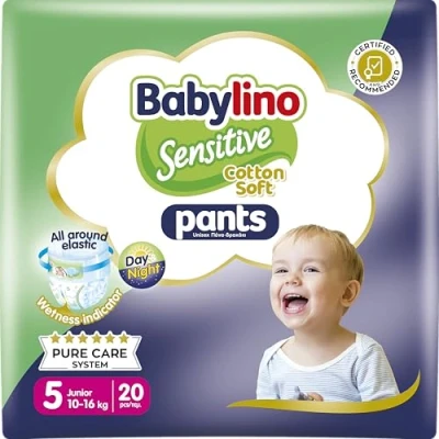 Abbildung von Babylino Sensitive Cotton Soft Windeln Größe 5, Pants Junior (10 16 kg), 20 Stück