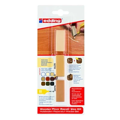 Abbildung von edding 8902 Holzboden Reparaturwachs Set Kiefer 3 Hartwachse zum Ausbessern von Beschädigungen und Kratzern in Holzböden