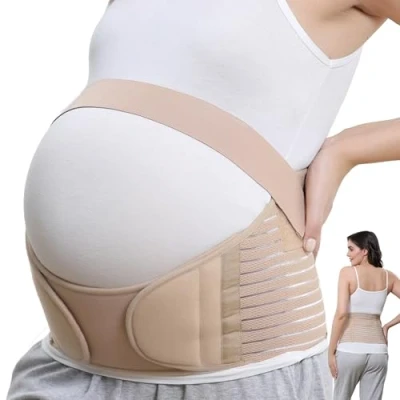 Abbildung von NEOtech Care Bauchgurt für die Schwangerschaft stützt Taille, Rücken &amp; Bauch Schwangerschaftsgurt (Beige, XXL)