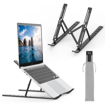 Abbildung von GRIFEMA GB1054B Laptop ständer für Schreibtisch, Höhenverstellbarer Riser, Tragbarer LaptopStänder mit 6 Neigungsverstellungen 10&quot; 17,3&quot; Laptops und Tablets Schwarz