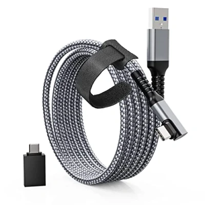 Abbildung von Tiergrade Link Kabel 3M Kompatibel mit Meta Quest 3/Quest 2/Pro, PICO4/Pro, USB A zu C Zubehör 5Gbps Datenübertragung, Nylon geflochtenes USB3.0 für VR Headset und Gaming PC