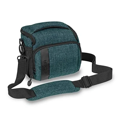 Abbildung von Pedea Kameratasche Fashion für Spiegelreflex DSLR SLR Spiegelreflexkamera Fototasche DLSM Systemkamera mit Regenschutzhülle Zubehör und Objektive, Gr. L Petrol