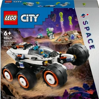 Abbildung von LEGO City Weltraum Rover mit Außerirdischen, Auto Set Roboter und Alien Spielzeug Figuren, Geburtstagsgeschenk für Jungs Mädchen ab 6 Jahren, 2 Minifiguren einer Planetenkulisse 60431
