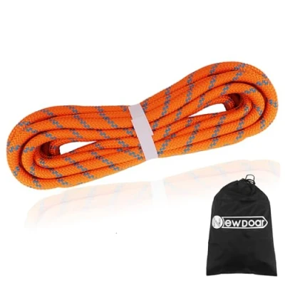 Abbildung von NewDoar Statisches Kletterseil 14KN 8mm(5/16in) Doppelgeflecht Zubehörseilseil für Prusik, Überleben im Freien,Wandern,Bergsteigen,Hauling Dragginge (Orange 8mm,98ft)