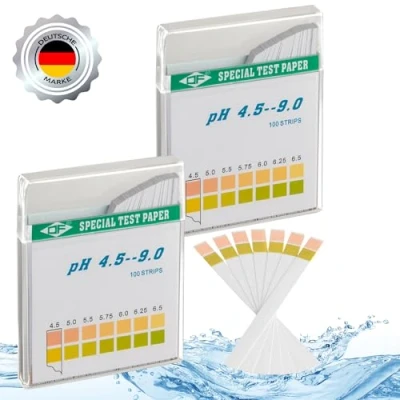 Abbildung von ECENCE pH Teststreifen 200 Stck., Lackmus Testpapier, Messbereich 4,5 9, Indikator Universalpapier, Säuretest für Aquarien, Trinkwasser