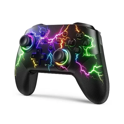 Abbildung von VOYEE Switch Controllers kompatibel mit Switch/Lite/OLED/Windows/iOS/Android, 1000mAh Programmierbar RGB Blitz LED, Drahtloser Pro Controller Eine Schlüsselpaarung Vibration Aufwachen
