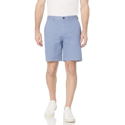 Abbildung von Amazon Essentials Herren Klassisch Geschnittene Chinoshorts, 23 cm, Blau Geometrischer Aufdruck, 33W