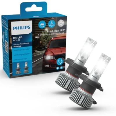 Abbildung von Philips Ultinon Pro6000 Standard H4 LED Scheinwerferlampe mit Straßenzulassung*, +220% helleres Licht**