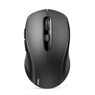 Abbildung von TECKNET Maus Kabellos, Bluetooth (Tri Mode: BT 5.0/3.0+2.4GHz) Funkmaus mit USB Empfänger, Ergonomische Tragbare für Laptop PC Computer, Mac OS, Android, Windows, Schwarz