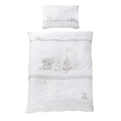 Abbildung von roba Kinderbettwäsche 100 x 135 cm Sternenzauber Bettwäsche Set für Mädchen &amp; Jungen Decken Kissenbezug aus Baumwolle Babys Kinder Stern Motiv Weiß