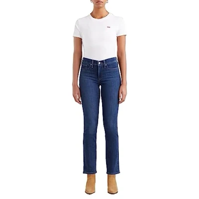 Abbildung von Levi&#039;s 314 Shaping Straight Jeans Slim Fit, Damen, Größe: 29x34, Lapis dark horse blue