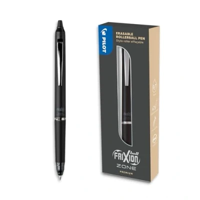 Abbildung von PILOT FriXion Ball Zone Schwarz in Geschenkbox radierbarer Premium Tintenroller mit thermosensitiver Tinte nachfüllbar und gummierter Griffzone Schreibfarbe Minenspitze Medium