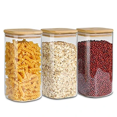 Abbildung von ComSaf 1500ml Vorratsgläser mit Deckel 3er Set, Grosse Glasbehälter Φ10cm Vorratdosen Glas, Luftdichte Vorratsglas zur Aufbewahrung Küchenzutaten, Verratsgläser für Spaghetti, Pasta, Nudeln, Mehl