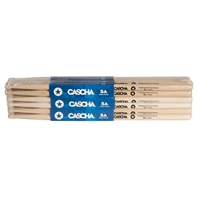 Abbildung von CASCHA Professional Schlagzeugsticks 5A robuste Ahorn Sticks I Trommelstöcke Holz Profi Schlagzeug Zubehör Drumsticks Maple Schlagzeugstöcke Trommelsticks Holzkopf Modell 12 Paar (24 St.)