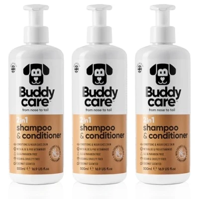 Abbildung von 2in1 Shampoo &amp; Conditioner von Buddycare Praktisches Hundeshampoo und in einem Mit Aloe Vera Pro Vitamin B5 (500ml x3)