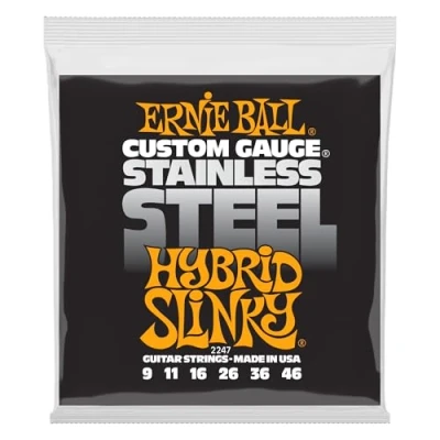 Abbildung von Ernie Ball Hybrid Slinky E Gitarrensaiten, Edelstahlwicklung, Stärke 946
