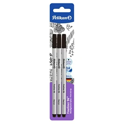 Abbildung von Pelikan 940601 Fineliner 96, 3 Stück in Blisterverpackung, schwarz