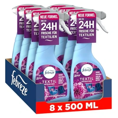 Abbildung von Febreze Textilerfrischerspray 8x500 ml Lenor Amethyst Blütentraum Mit FrischeLuft Technologie Bekämpft Selbst In Textilien Festsitzende Gerüche Und Hinterlässt Einen Frischeduft
