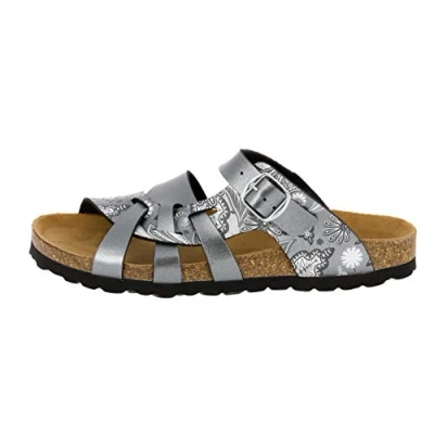 Abbildung von Lico Damen Bioline Flora Hausschuh, Anthrazit Grau, 39 EU