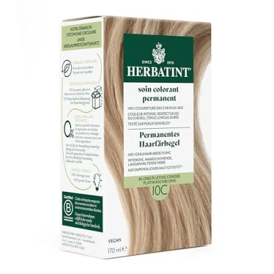 Abbildung von Herbatint Permanentes Haarfärbegel 10C Platin Aschblond 170 ml I Ohne Ammoniak, optimale Grauhaarabdeckung Auf empfindlicher Haut getestet, mit 8 Pflanzenextrakten
