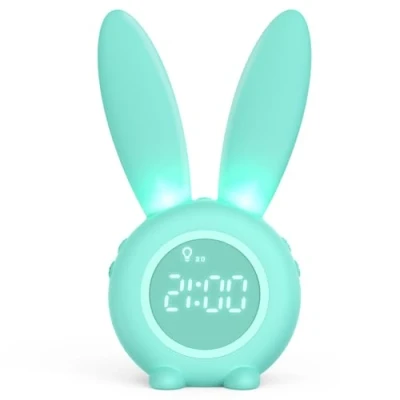Abbildung von Homealexa Kinder Lichtwecker Cute Rabbit Kinderwecker Creative Nachttischlampe Snooze Funktion, zeitgesteuertes Nachtlicht, Kindertagesgeschenk für Kinder, Mädchen (Pink)