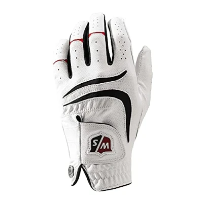 Abbildung von Wilson Staff Herren Golfhandschuh, Grip Plus, Material Kombi, Größe: L, Rechtshand, MRH, weiß, WGJA00690L