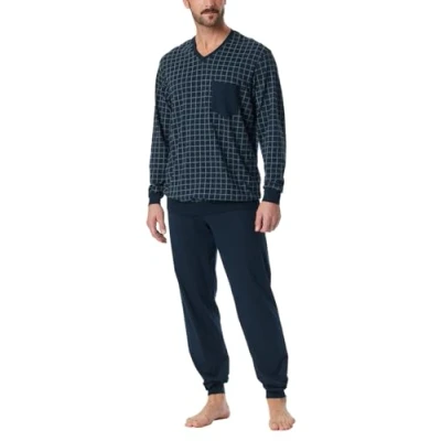 Abbildung von Schiesser Herren Schlafanzug Lang Comfort Nightwear Pyjamaset, Jeansblau_181162, 48