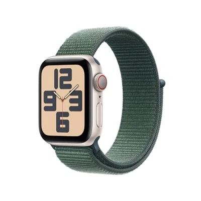 Abbildung von Apple Watch SE 2024 4G 40mm Gold (Grünes Nylon Armband)