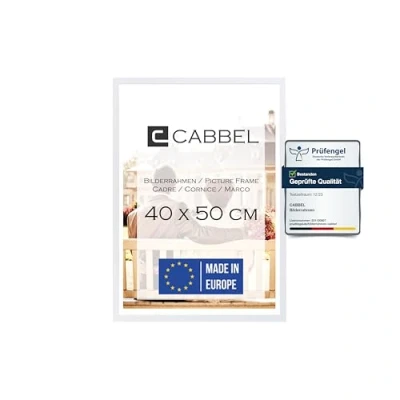 Abbildung von CABBEL Einzelpack (1 STK.) Bilderrahmen 40x50 cm MDF Holz Rahmen in Weiß mit bruchsicherem Plexi Glas/Modern