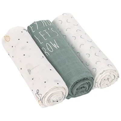Abbildung von LÄSSIG Baby Mulltuch Spucktuch Puckdecke 3er Set Baumwolle 80 x cm/ Heavenly soft Swaddle L Garden Explorer Tractor
