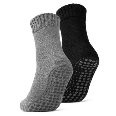 Abbildung von 2 4 6 Paar ABS Socken Herren Damen Anti Rutsch mit Wolle 21463 WP (Schwarz/Anthrazit 43 46)