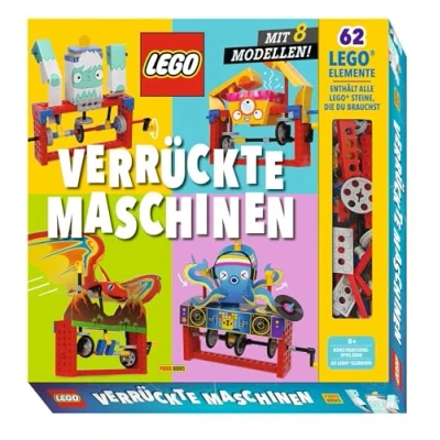 Abbildung von LEGO® Verrückte Maschinen: mit 8 Modellen!: Geschenkbox Buch (64 Seiten), 62 Elemente und 12 Papierbögen vorgestanzten Teilen