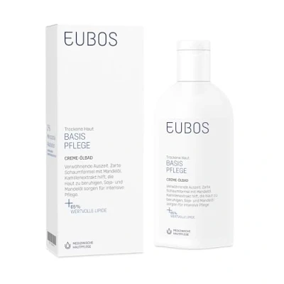 Abbildung von EUBOS BASIS PFLEGE Creme Ölbad für trockene Haut Leicht schäumendes Bade Öl eine verwöhnende Reinigung Hautverträglichkeit dermatologisch bestätigt 200ml