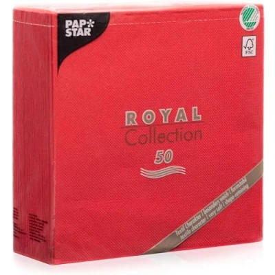 Abbildung von Papstar Servietten / Tissueservietten rot &quot;Royal Collection&quot; 40 X cm, 1/4 Falz, Stoffoptik, nachhaltig, für Gastronomie, Haushalt und Feste, FSC zertifiziert, #11607, 1 50er Pack