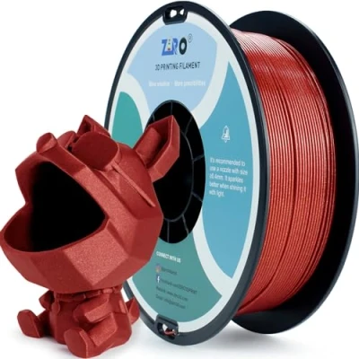Abbildung von ZIRO PLA Glitter Filament 1.75mm 3D Drucker Diamant Serie 1KG, Dimensional Accuracy +/ 0.03mm, Rot