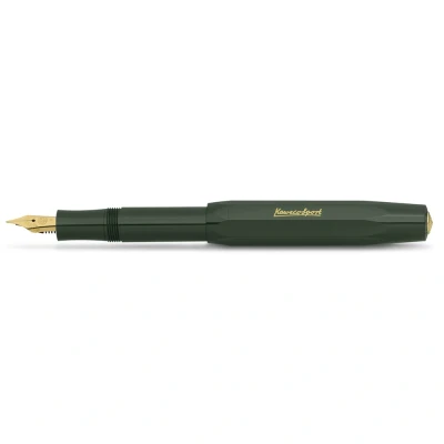Abbildung von Kaweco CLASSIC SPORT Füllhalter Green mit vergoldeter Edelstahlfeder und Iridiumspitze für Tintenpatronen I Füllfederhalter 13 cm Füller in Grün Federbreite: F (Fein)