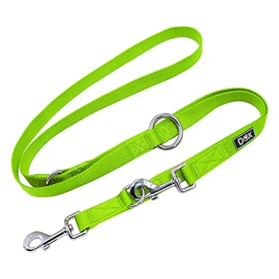Abbildung von DDOXX Hundeleine Nylon, 3fach verstellbar, 2m für kleine &amp; große Hunde Doppel Leine Zwei Hund Katze Welpe Schlepp groß Führ klein Lauf Welpen L, Grün