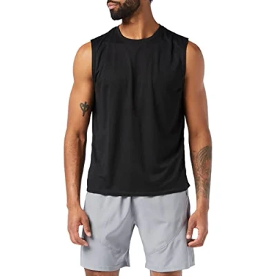 Abbildung von MEETYOO Herren Tank Top Achselshirts Sport Ärmelloses Shirt Unterhemd Fitness Sleeveless Für Running Jogging Gym Vest, Schwarz, M EU