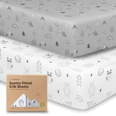 Abbildung von Bio Spannbettlaken für Kinderbetten 70x140 Atmungsaktive Jersey Baumwoll Baby Bettlaken, Kinderbettmatratzen, Spannbettlaken, Babybetten (Woodland)