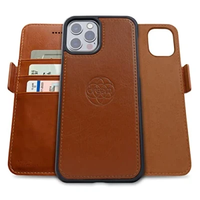 Abbildung von Dreem Fibonacci kompatibel mit iPhone 13 Pro Max Brieftaschen Etui / 2 in 1 stoßfestes und abnehmbares Folio aus veganem Leder, MagSafe kompatibel, RFID Schutz [Karamell]