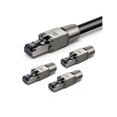 Abbildung von UGREEN CAT 7 RJ45 Stecker Netzwerkstecker 10Gbps für LAN Kabel Verlegekabel Werkzeuglos AWG 22 24 Unterstützen POE Vollgeschirmt STP 50μ vergoldete Kontakte （4 Stück）